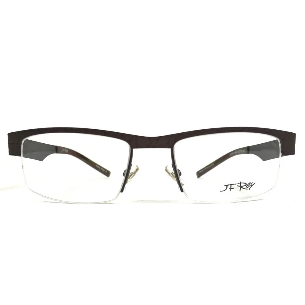 J.F. Rey Eyeglasses Frames JF2601 9999 Brown Lizard Print Half Rim 55-18-130